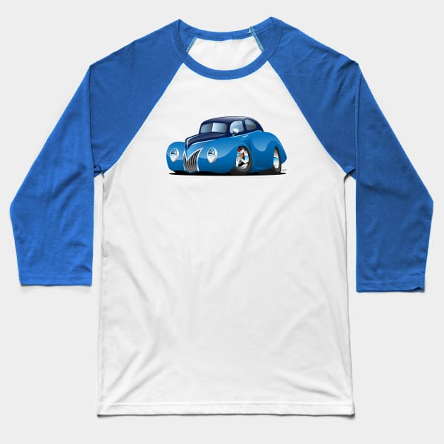 30's American Street Rod Custom Coupe Cartoon Baseball T-Shirt by hobrath